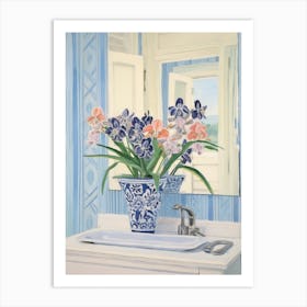 A Vase With Iris, Flower Bouquet 1 Art Print