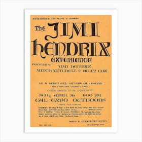 Jimi Hendrix Experience 1970 Sacramento California Handbill Flyer (Usa) Art Print