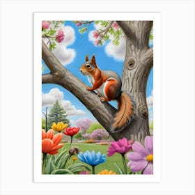 Squirrel In A Tree Art Print