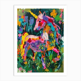 Unicorn Rainbow Abstract Painting In The Field Art Print