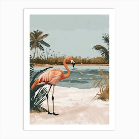 Greater Flamingo Salt Pans And Lagoons Tropical Illustration 8 Art Print