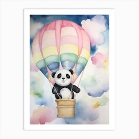Baby Panda 3 In A Hot Air Balloon Art Print