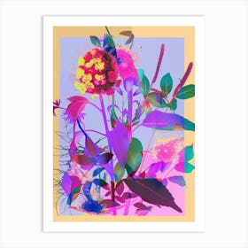 Statice 3 Neon Flower Collage Art Print