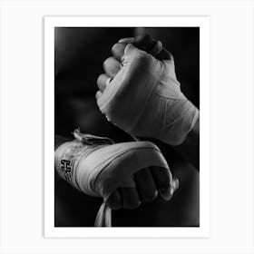 Black And White Photo Of Boxing Gloves Art Print