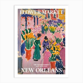 Vintage Flower Market Painting New Orleans 2 Art Print