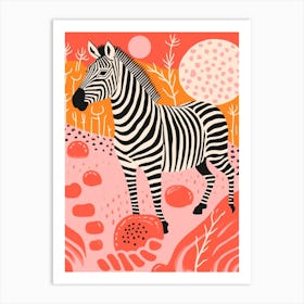 Zebra In The Wild Linocut Inspired 2 Art Print