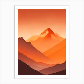 Misty Mountains Vertical Composition In Orange Tone 291 Art Print