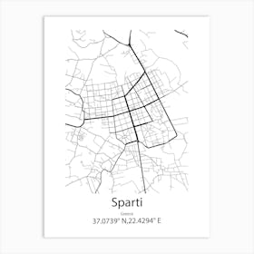 Sparti,Greece Minimalist Map Art Print