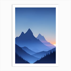 Misty Mountains Vertical Composition In Blue Tone 191 Art Print