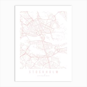 Stockholm Sweden Light Pink Minimal Street Map Art Print