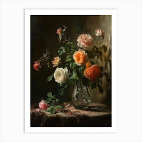 Baroque Floral Still Life Rose 3 Art Print