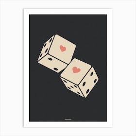 Lucky In Love Minimal Vegas Dice print dark Art Print
