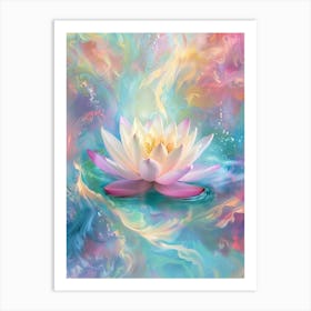 lotus flower swirling colors of light 3 Art Print