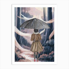 Girl In The Rain Art Print