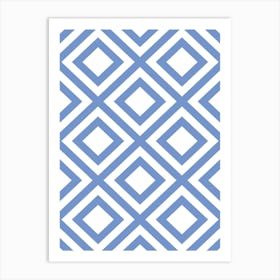 bauhaus Blue And White Geometric Pattern Póster