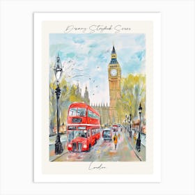 Poster Of London, Dreamy Storybook Illustration 2 Art Print