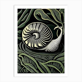 Grove Snail  Linocut Art Print