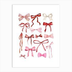 Coquette Red Bows Art Print