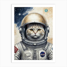 Astronaut Cat 2 Art Print