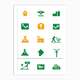 A Modern And Comprehensive Collection Of Pictograms A Mix Of Environmental And Construction Pictogr (7) Art Print