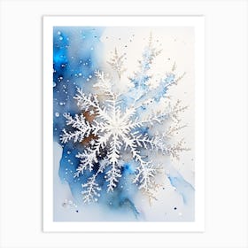 Stellar Dendrites, Snowflakes, Storybook Watercolours 4 Art Print