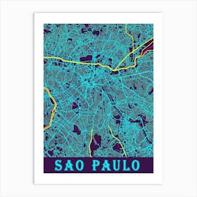 Sao Paulo Map Poster 1 Art Print