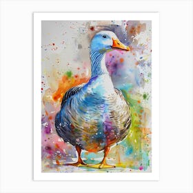 Goose Colourful Watercolour 1 Art Print