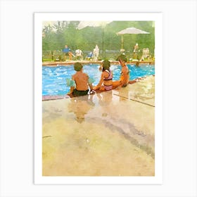 Swimming At The Pool Art Print