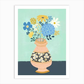 Flowers In Blue And Yellow Art Print