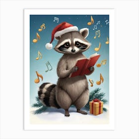 Christmas Raccoon Art Print