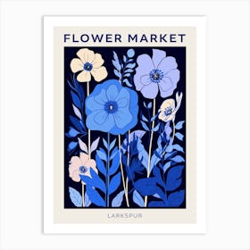 Blue Flower Market Poster Larkspur Art Print