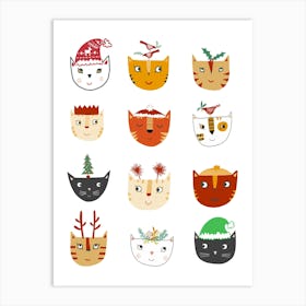 Christmas Cats Art Print