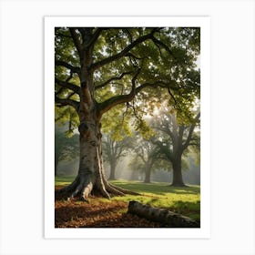 Large Oak Tree In A Park Art Print