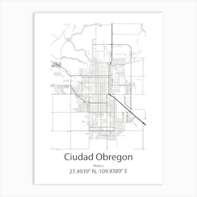 Ciudad Obregon,Mexico Minimalist Map Art Print