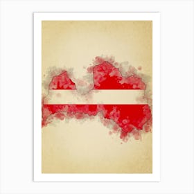 Latvia Flag Vintage Art Print