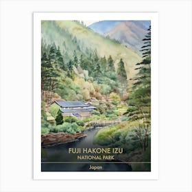Fuji Hakone Izu National Park Japan Watercolour 3 Art Print