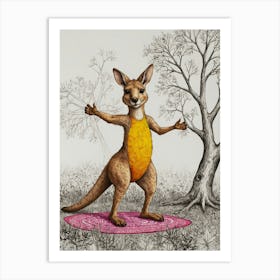 Kangaroo Yoga 7 Art Print