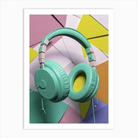 Abstract Headphones On A Colorful Background Art Print