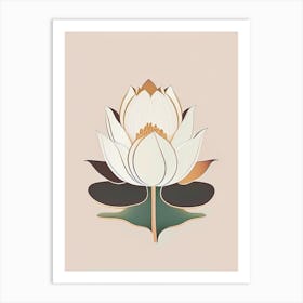 Blooming Lotus Flower In Lake Retro Minimal 2 Art Print