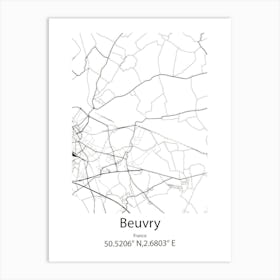 Beuvry,France Minimalist Map Art Print