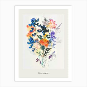 Bluebonnet 5 Collage Flower Bouquet Poster Art Print