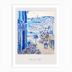 Marseille France 8 Mediterranean Blue Drawing Poster Art Print