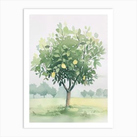 Lemon Tree Atmospheric Watercolour Painting 4 Art Print
