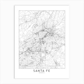 Santa Fe White Map Art Print
