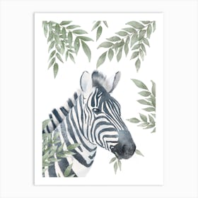 Watercolour Zebra Neutral Nursery Print Art Print