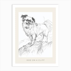 Dog On A Cliff Line Sketch Poster Art Print