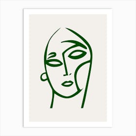 Abstract Green Face 1 Art Print