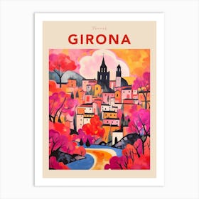 Girona Spain 2 Fauvist Travel Poster Art Print