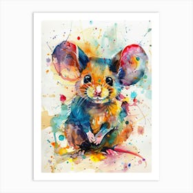 Mouse Colourful Watercolour 3 Art Print