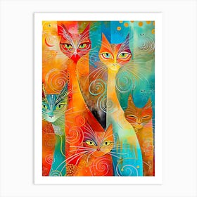 Five cats Art Print